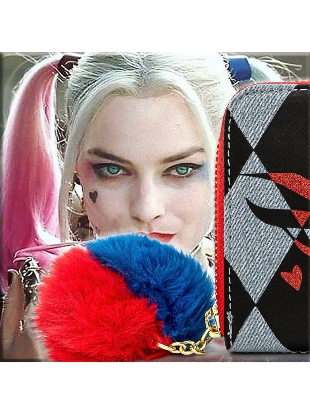 BIRDS OF PREY Harley Quinn EYES Zip Around Wallet πHOST PICKπ NEW - Picture 5 of 10
